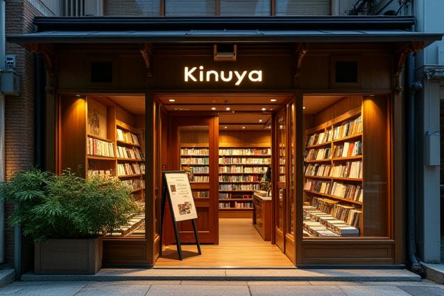 絹屋神田神保町店外観 - 伝統的な日本の建築とモダンな書店の雰囲気が調和した店先